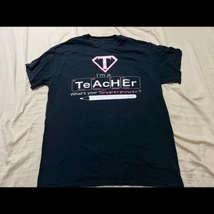 Ladies Black Short Sleeve Superhero T-shirt Size M/L.